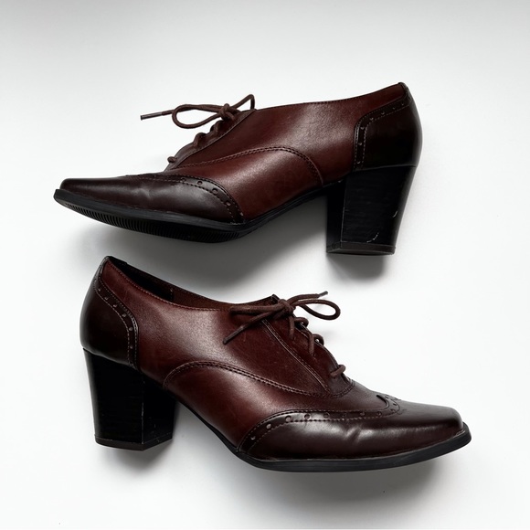 Naturalizer Safara Brown Heel Oxford Lace Up Loafer Bootie Academia Women’s 8 - Picture 3 of 12